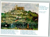 W6730 Neustadt an der Weinstraße sign. Sona Joh. Der Zug zum Hambacher Schloss 27.5.1832 Patriotik Künstlerkarte