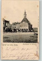80200 Peronne Foto AK Marktplatz Feldpost WK I