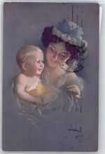 Kind Frau AKU1 Künstler sign. 1916 Künstlerkarte