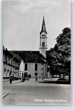 94447 W8350 Plattling - Rathaus , Pfarrkirche