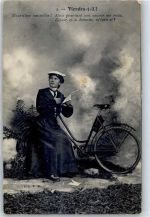 Frau Fahrrad Foto AK