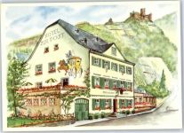 54470 W5550 Bernkastel Lithographie / Künstlerkarte Hotel zur Post