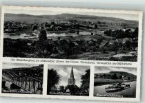 31860 W3254 Kirchohsen Foto AK Weserbrücke Kirche Kriegerdenkmal Dampfschiff
