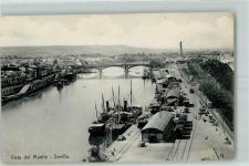 Sevilla - Vista del Muelle Dampfer Eisenbahn Verladekran