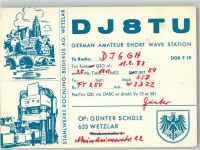 35576 W6330 Wetzlar 1973 KEINE AK Amateurfunk QSL-Karte DJ8TU