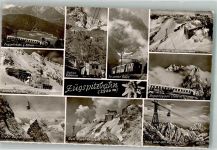 Zugspitze Bayerische und Tiroler Zugspitzbahn Schneefernerhaus Seilbahn Münchner Haus Fotograf Hans Huber Hüttenstempel Zahnradbahn Foto AK