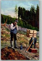 Erst noch ein Pfeifchen Serie Kulturbilder a.d. o. Erzgebirge Forstwirtschaft