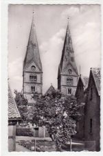 Bücken, Krs. Grafschaft Hoya / Weser mit Kirche gelaufen, 1961 kleiner Knick unten rechts, leichter Stempeldurchdruck, sonst gut erhalten