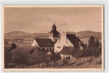 Binzen im Markgräflerland. Kirche und Umgebung ungelaufen kleiner Knick unten rechts, sonst gut erhalten