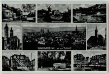 06618 O4800 Naumburg Saale - WK II Stempel Georgentor Holländer Windmühle Fähre Motorboot Dom St. Wenzels Kirche Marktplatz