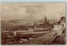 71250 Cluny Künstlerkarte Vue de Cluny d apres une ancienne gravure Kirche Turm Tor Kutsche