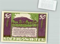 53639 W5330 Königswinter 1921 Gebrauchsspuren Notgeldschein Gutschein Stadt Königswinter über 50 Pfennig Kurhotel auf dem Petersberg