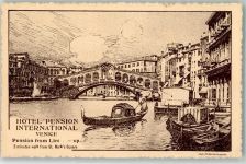 30100 Venezia Künstlerkarte sign. Norsa, M. Hotel International Gondel