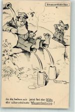 sign. Pommerhanzsen K. Wasserdichte Hose S.V.D. No. 1563/4 Feldpostkarte Militär Humor WK I Künstlerkarte