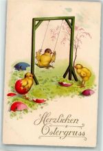 vermenschlicht Schaukel Ostern Huhn Künstlerkarte
