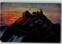 Schmiedeberg i Rsgb Kowary - Feldpost WK I Schneekoppe bei Sonnenaufgang Ort lt. Stempel Fahne Schwarz-Weiß-Rot