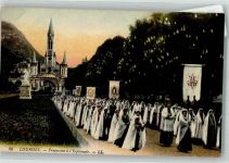 65100 Lourdes Foto AK Kirche Prozession