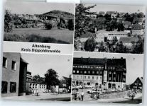 01773 O8242 Altenberg , Erzgeb - Ortsansicht mit Binge und Geisingberg, Gaststätte Knappensaal, Platz des Bergmanns