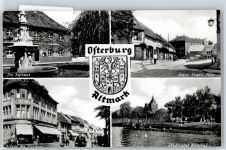 39606 O3540 Osterburg (Altmark) - Am Rathaus, Brunnen, Straße ds Friedens, Marx-Engels-Platz, Städtisches Biesebad, Wappen
