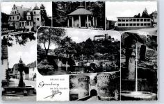 97956 W6977 Gamburg , Tauber - Eulschirben Wasserschloß, Grafenkapelle, Schulhaus, Ortsansichtbrunnen, Tauberpartie, Burg