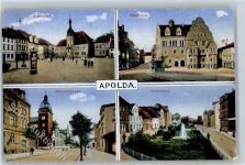 99510 O5320 Apolda Lithographie Marktplatz Stadthaus Bahnhofstrasse