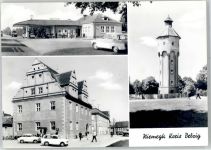 14823 O1824 Niemegk - Wasserturm Rathaus Gasthaus Raststätte Tankstelle Auto