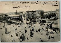 10115 W1000 Kreuzberg 1909 - Hallesches Tor Hochbahn Straßenbahn Kutsche Litfaßsäule