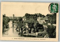 64300 Orthez 1923 Foto AK Le Pont quartier des Aiguilletiers Briefmarke Bildseite