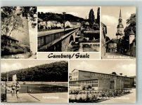 07774 O6903 Camburg Foto AK Rathaus Berthold-Brechtschule Schwimmbad