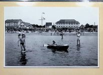 27472 W2190 Duhnen FOTO KEINE AK Foto montiert auf Karton Strandleben Fotograf Otto Schulze