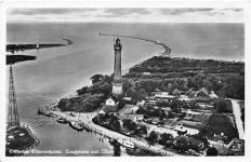 Ostseebad Osternothafen / Chorzelin - Kreis Wollin / Wolin Fliegeraufnahme vom Leuchtturm Mole gelaufen. Gute Erhaltung.