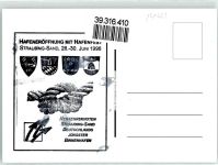 82327 W8132 Traubing Künstlerkarte Hafeneröffnung 28. Juni 1996 Wappen Turm Uhr Sand Verkehrsknoten Seil Tau
