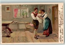 Baby Spruch Eltern Tracht Döcker, E. 1900 Lithographie / Künstlerkarte