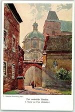 Breslau Wroclaw Künstlerkarte am Dom sign. D. Günther Raumburg