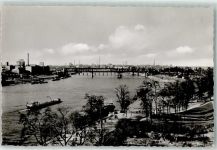 68159 W6800 Mannheim - Rheinpromenade Rheinbrücke Frachtschiffe