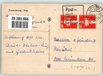 Luxembourg Luxemburg Künstlerkarte Ville Brücke Fahne Rot Weiß Blau Wappen 963 1963 1000 ans Löwe Kirche Blume