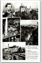 W8959 Schwangau Schlösser Neuschwanschtein Linderhof Eichelsbacherbrücke Die Wieskirche Adel Ludwig II Foto AK