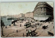 13000 Marseille - Quai du Vieux Port et rue de la Republique Straßenbahn Dampfer