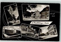 94447 W8350 Plattling Foto AK Kirche St. Maria Magdalena Rathaus