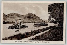 53639 W5330 Königswinter Künstlerkarte Siebengebirge u. Drachenfels Raddampfer