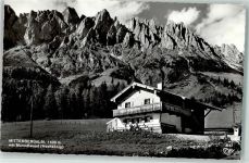 Mitterbergalm 1963 Foto AK Berghütte mit Manndlwand
