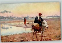 sign. Oilette Serie 7434 Tracht Arabischer Händler Motiv Ägypten Künstlerkarte