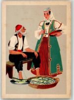 Dubrovnik Ragusa Gebrauchsspuren Tracht Ort lt. Verlag Lithographie