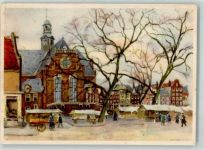 1001 Amsterdam Winterlithographie Noordermarket Noorderkerk Kirche