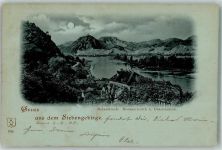 53424 W5480 Rolandseck 1898 Mondschein Siebengebirge Nonnenwerth Drachenfels