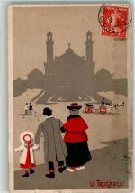 75000 Paris 1909 Gebrauchsspuren le Trocadero Künstlerkarte