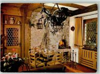77736 W7615 Zell am Harmersbach Foto AK Cafe Alt Zell Kamin Kaminbesteck Pflanzen Krug Holz