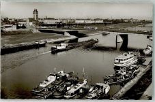 68159 W6800 Mannheim Foto AK Kurpfalzbrücke über den Neckar mit regem Schiffsverkehr Fahrgastschiff Nibelung