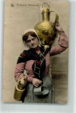 Tracht Flämische Milchfrau Feldpost WK I Rekruten-Depot XXVII.Res.Korps 5. Komp. Trachten Belgien 1916