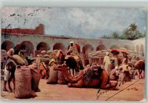 Tunis Foto AK Marktszene Kamele Ort lt. Stempel